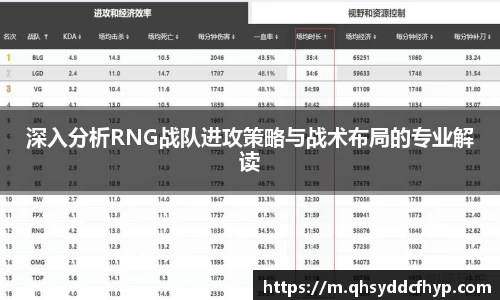深入分析RNG战队进攻策略与战术布局的专业解读