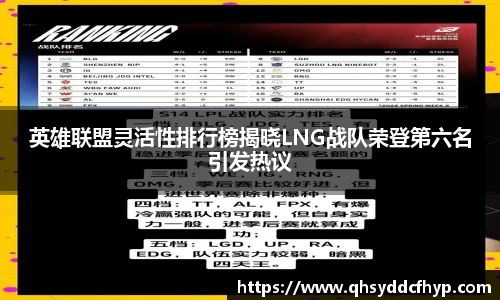 英雄联盟灵活性排行榜揭晓LNG战队荣登第六名引发热议
