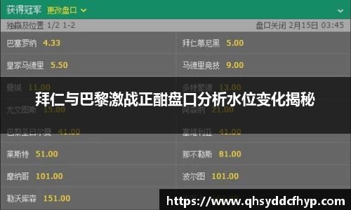拜仁与巴黎激战正酣盘口分析水位变化揭秘